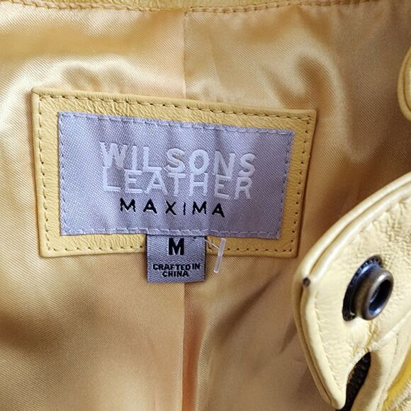Flawless Yellow Leather Wilsons Maxima jacket coat M such a fun color - Picture 8 of 15